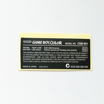 Gameboy Color Shell Sticker
