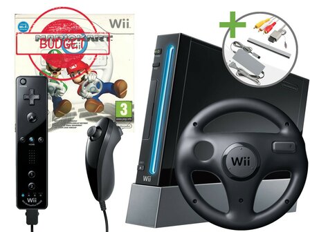 Nintendo Wii Starter Pack - Mario Kart Motion Plus Black Edition - Budget