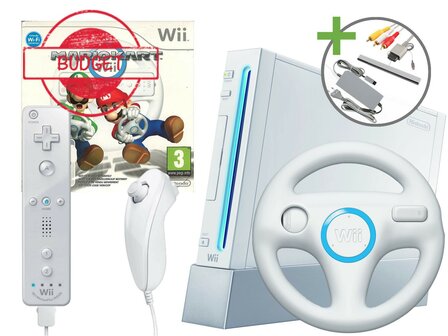 Nintendo Wii Starter Pack - Mario Kart Motion Plus White Edition - Budget