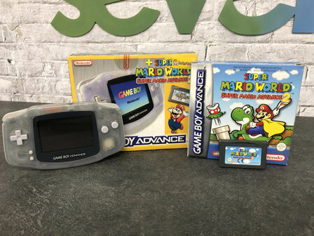 Gameboy Advance Transparent Blue + Super Mario Advance 2 - Super Mario World [Complete]