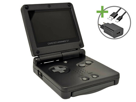 Gameboy Advance SP Graphite Black - USB-C &amp; IPS V5