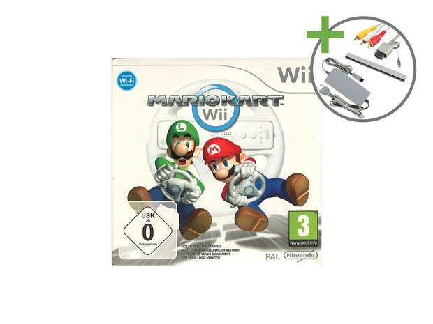 Nintendo Wii Starter Pack - Mario Kart Motion Plus White Edition [Complete]