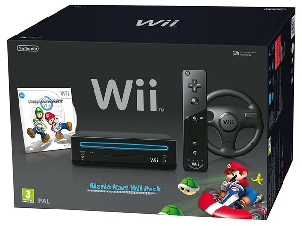 Nintendo Wii Starter Pack - Mario Kart Motion Plus Black Edition [Complete]