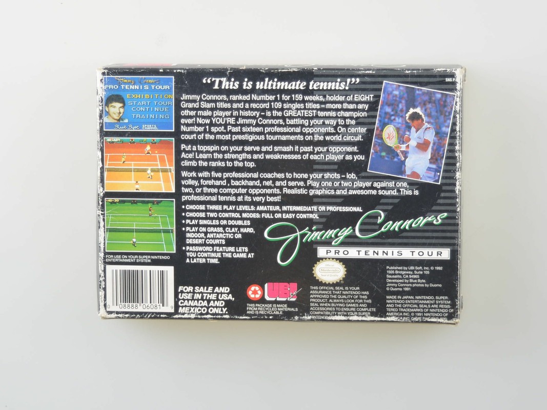 Jimmy Connor's Pro Tennis Tour | Super Nintendo Games [Complete] | RetroNintendoKopen.nl