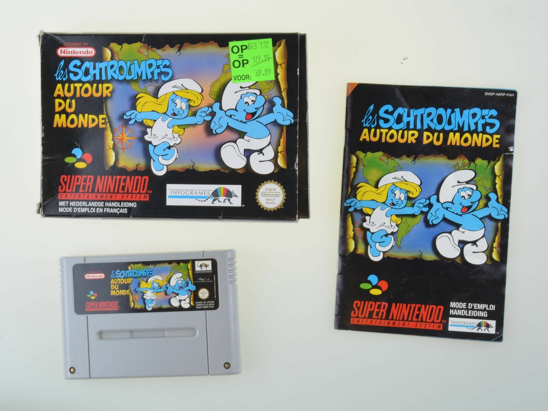 Les Schtroumpfs Autour Du Monde  (De Smurfen) - Super Nintendo Games [Complete]
